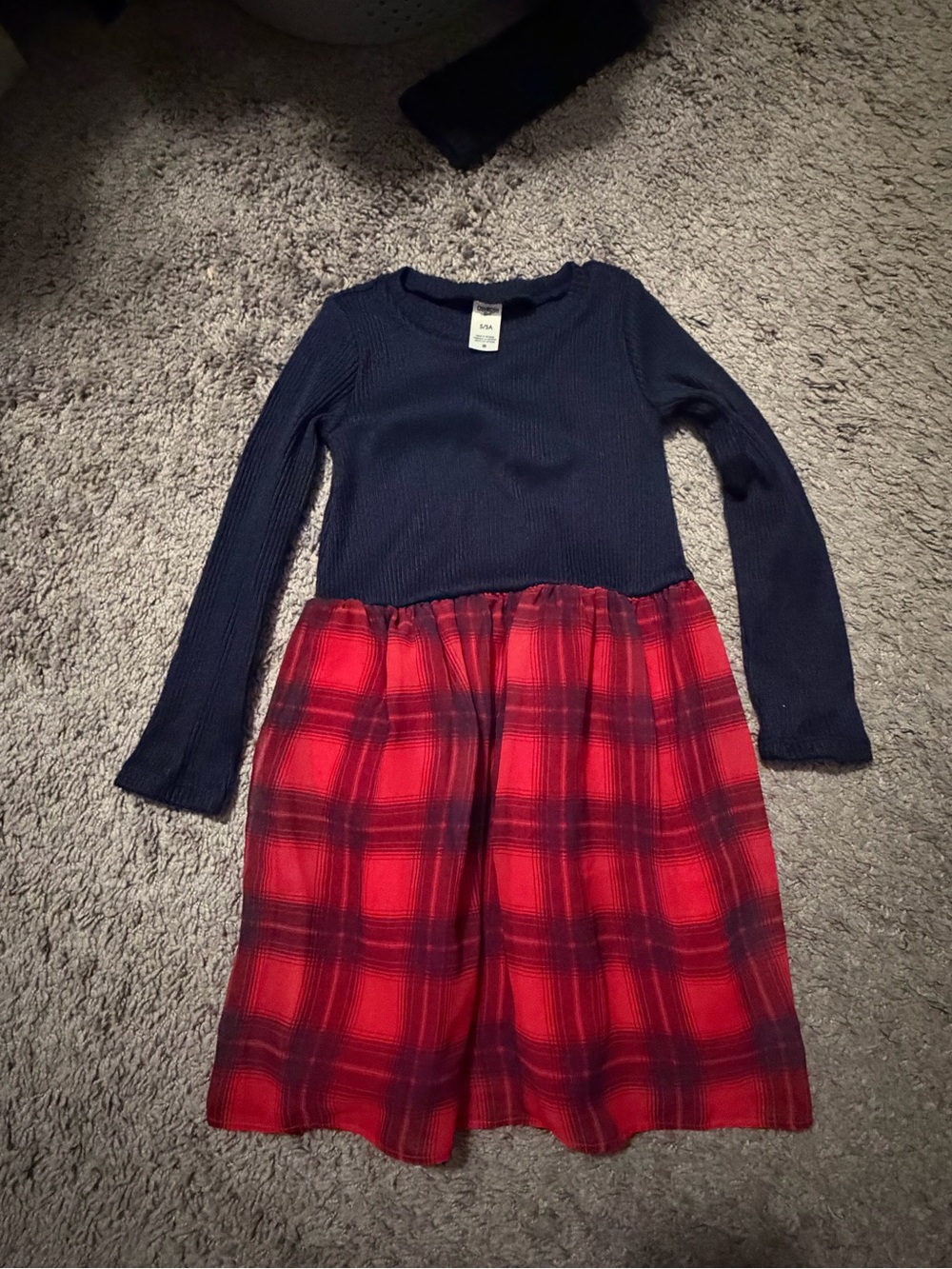 OshKosh B'gosh Navy Top with Red Plaid Skirt Dress